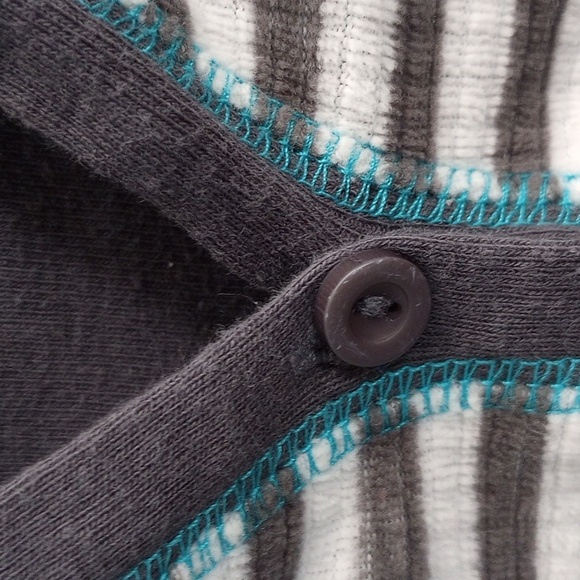 [26] Betsey Johnson Gray Blue Striped Woman's Full Pajama Set Size Medium - Picture 7 of 8